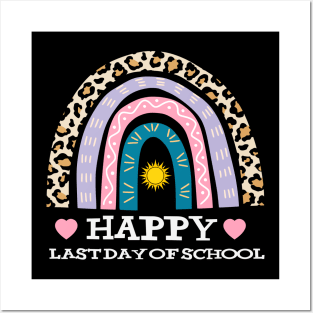 Leopard Print Boho Rainbow Happy Last Day Of School Gift Posters and Art